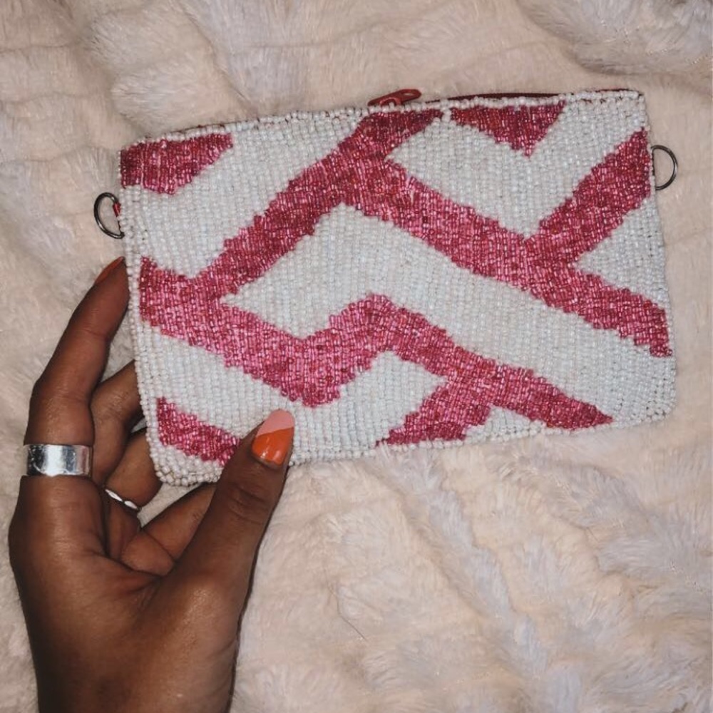 Unique beaded pouch - converts to crossbody!